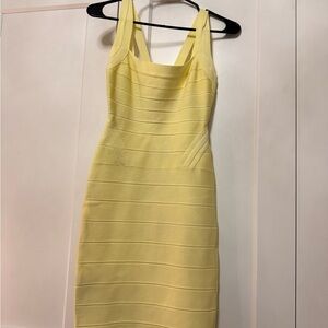 Herve Leger Yellow Midi Bandage Dress